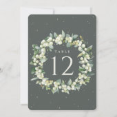 Groene Snowberry+Eucalyptus Trouwtafel Nummer (Achterkant)