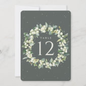 Groene Snowberry+Eucalyptus Trouwtafel Nummer (Voorkant)