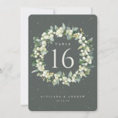 Groene Snowberry+Eucalyptus Trouwtafel Nummer (Voorkant)