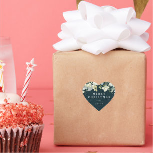 Groene Snowberry+Eucalyptus Vrolijk Kerstfeest/Aan Hart Sticker