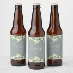 Groene Snowberry+Eucalyptus Winter Bachelorette Bier Etiket