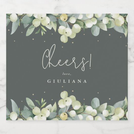 Groene Snowberry+Eucalyptus Winter Bachelorette Bier Etiket (Enkel label)