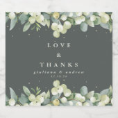 Groene Snowberry+Eucalyptus Winter Bruiloft Likeurfles Etiket (Enkel label)