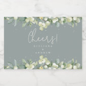 Groene Snowberry+Eucalyptus Winter Bruiloft Mini Likeurfles Etiket (Enkel label)