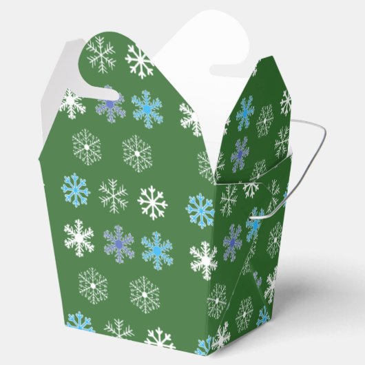 Groene Snowflake Favor Box Bedankdoosjes (Geopend)