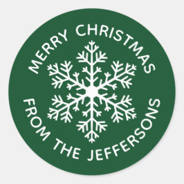 Groene Snowflake Kerst stickers