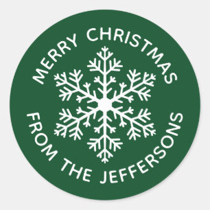 Groene Snowflake Kerst stickers