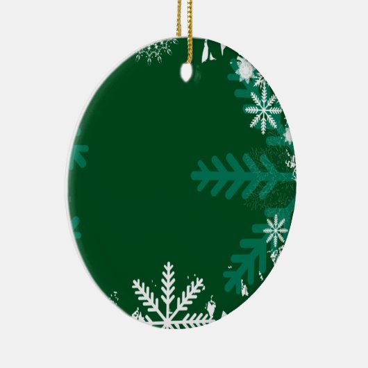 Groene Snowflake Swirl-kerstversieringen Keramisch Ornament (Rechts)