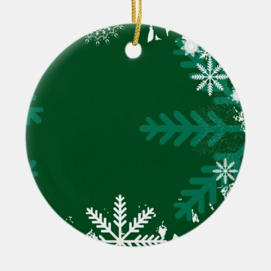 Groene Snowflake Swirl-kerstversieringen Keramisch Ornament (Voorkant)