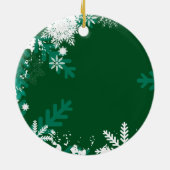 Groene Snowflake Swirl-kerstversieringen Keramisch Ornament (Achterkant)