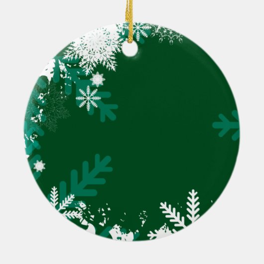 Groene Snowflake Swirl-kerstversieringen Keramisch Ornament (Achterkant)