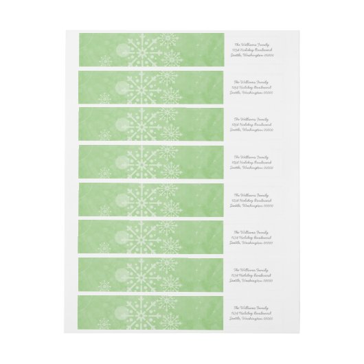 Groene Snowflake Swirls Holiday Adresetiketten (Vel)