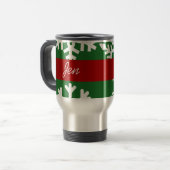 Groene Snowflake Travel Coffee Mug aanpassen Reisbeker (Voorkant links)