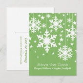 Groene Snowflakes en sterren sparen het Briefkaart (Voorkant / Achterkant)