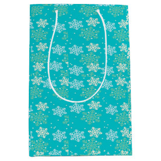 Groene Snowflakes Gift Bag Klein tot Middelgroot Medium Cadeauzakje