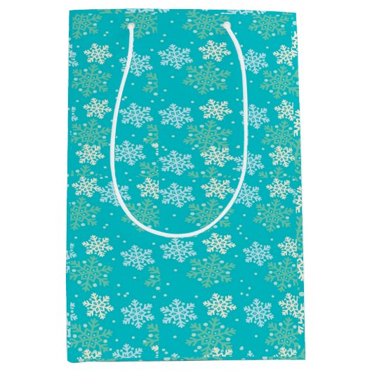 Groene Snowflakes Gift Bag Klein tot Middelgroot Medium Cadeauzakje (Voorkant)