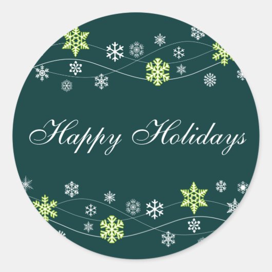 Groene Snowflakes Holiday Stickers (Voorkant)