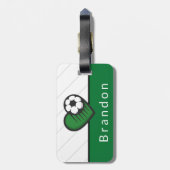 Groene Soccer Love Kinder Players Name & Ball Stri Bagagelabel (Achterkant verticaal)