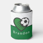 Groene Soccer Love Kinder Players Name & Ball Stri Blikjeskoeler (Blikje Voorkant)