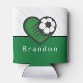 Groene Soccer Love Kinder Players Name & Ball Stri Blikjeskoeler (Achterkant)