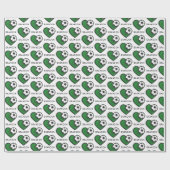 Groene Soccer Love Kinder Players Name & Ball Stri Cadeaupapier (Vlak)