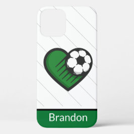 Groene Soccer Love Kinder Players Name & Ball Stri Case-Mate iPhone Case