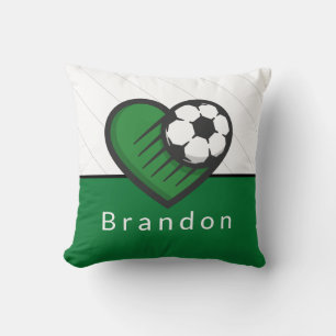 Groene Soccer Love Kinder Players Name & Ball Stri Kussen
