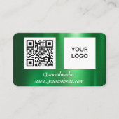 Groene Sociale Media QR Code Professioneel Metalli Visitekaartje (Voorkant)