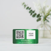 Groene Sociale Media QR Code Professioneel Metalli Visitekaartje (Staand voorkant)