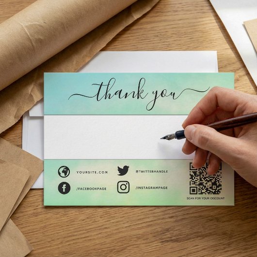 Groene sociale qr code dank u invoegen kaart