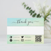 Groene sociale qr code dank u invoegen kaart (Staand voorkant)
