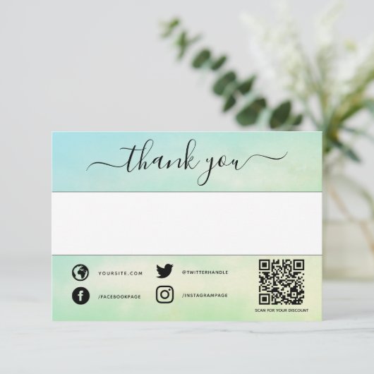 Groene sociale qr code dank u invoegen kaart (Staand voorkant)