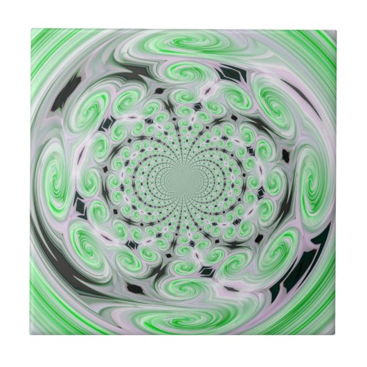 Groene Soft Cloud Swirls Tegel Tegeltje (Voorkant)