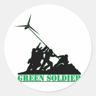 Groene Soldaat Windmill Ronde Sticker