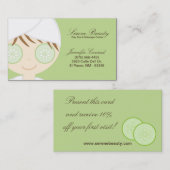 Groene Spa Meisje Komkommer Spa Massage Visitekaar Visitekaartje (Voorkant / Achterkant)