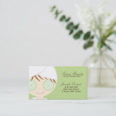 Groene Spa Meisje Komkommer Spa Massage Visitekaar Visitekaartje (Staand voorkant)