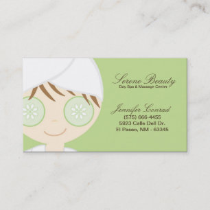 Groene Spa Meisje Komkommer Spa Massage Visitekaar Visitekaartje