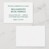 Groene Spaanse Minimalistische Tempel Verzegeling  Informatiekaartje (Voorkant / Achterkant)