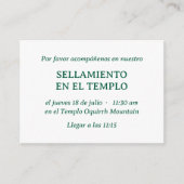 Groene Spaanse Minimalistische Tempel Verzegeling  Informatiekaartje (Voorkant)