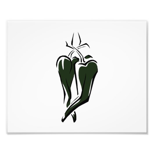 Groene Spaanse peper twee dansende abstract Foto Afdruk (Voorkant)
