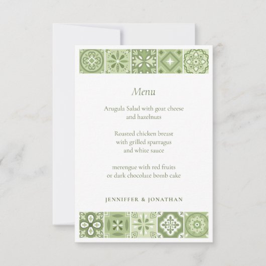 Groene Spaanse tegels menu (Voorkant)