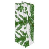 Groene spar takken feestelijk wijn cadeautas (Voorkant Gekanteld)
