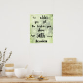  groene sparkle 50th Birthday Name Poster (Keuken)