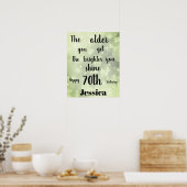  groene sparkle 70th Birthday Name Poster (Keuken)
