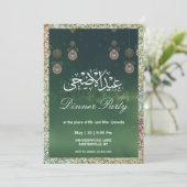 Groene Sparkle Eid al Adha dinerfeest uitnodiging (Staand voorkant)