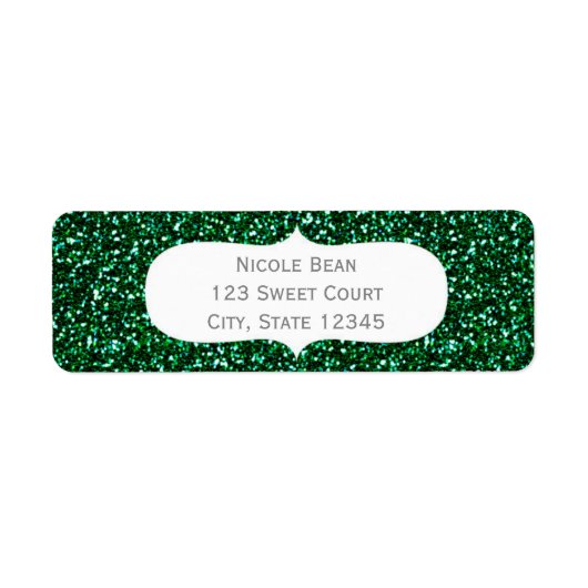 Groene Sparkle Glitter Vakantie Party Etiket (Voorkant)