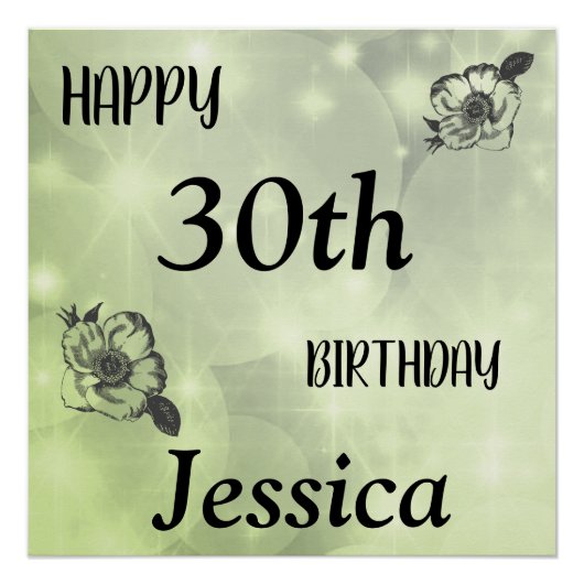 groene sparkle Happy 30th Birthday Perfect Poster (Voorkant)