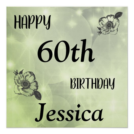 groene sparkle Happy 60th Birthday Perfect Poster (Voorkant)