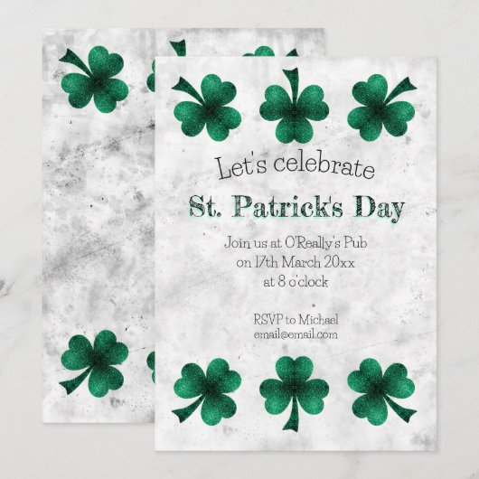 Groene Sparkle Shamrock St. Patrick's Day-feest Kaart (Voorkant / Achterkant)