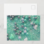 Groene Sparkles and Love Hearts Briefkaart (Voorkant / Achterkant)